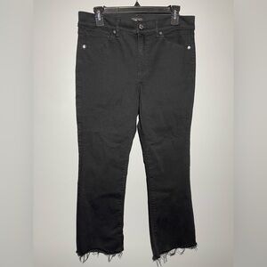 Express Black Flare Jeans with Frayed Hem
